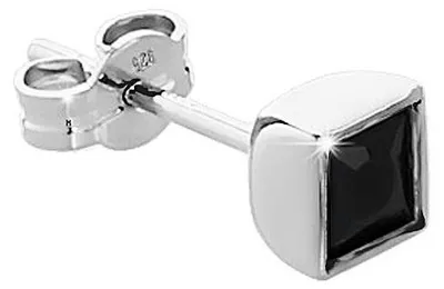 Produktbild von NKlaus Silber Einzel Ohrstecker 925er Sterlingsilber 5x5mm Zirkonia schwarz DAME