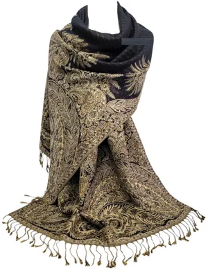 Zdjęcie produktu dla Szal Pashmina z kwiatowym wzorem, miękki i stylowy