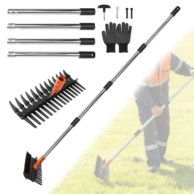 Produktbild von Solidchoice – Gartenharke mit verstellbarer Länge – Robuste Metallharke für Laub und Unkraut