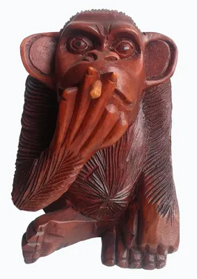 Apenfigur aus Holz, handgeschnitzt, 10 cm, Dekoration