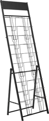 Immagine prodotto di Espositore per brochure, espositore per riviste e cataloghi a 20 scomparti, espositore portatile da pavimento per riviste, portagiornali e cataloghi in metallo per negozi, fiere, uffici, esposizioni, colore nero