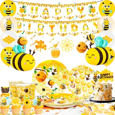 Bienenfestdeko-Set: Servietten, Banner, Ballons für Geburtstag
