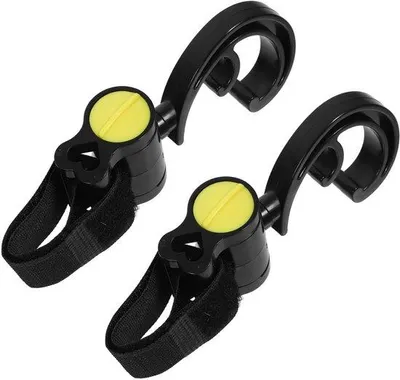 Produktbild von 2 Stück universelle Taschenhaken für Kinderwagen, drehbarer Hänger für Kinderwagentaschen, starker Clip-Halter für Einkauf und Lüfter