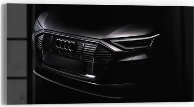 Produktbild von DEQORI Glasbild Echtglas 60x30 cm 'Audi Frontalaufnahme' Wandbild Bild modern Deko