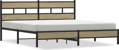 Produktbild von vidaXL Metallbett ohne Matratze Sonoma-Eiche 180x200 cm