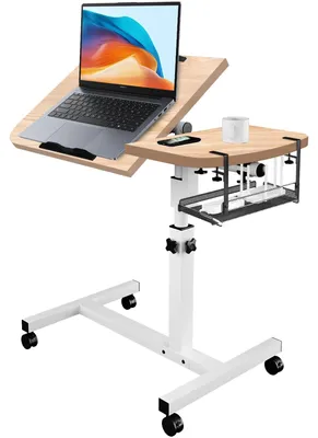 Productafbeelding van SolidKeus - Verstelbare Laptoptafel met Wielen en Opslagmand