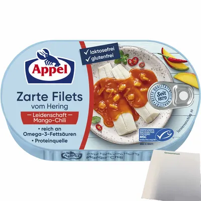 Produktbild von Appel Zarte Filets vom Hering Leidenschaft Mango-Chili (200g Dose) + usy Block