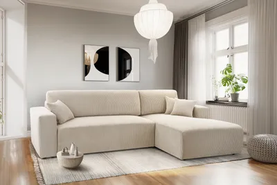Produktbild von Ecksofa PULA Schlafsofa mit Bettkasten CORD (Beige) - RECHTS