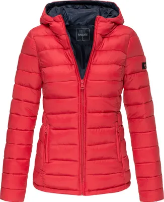 Produktbild von Marikoo Lucy Damen Leichte Steppjacke mit Kapuze Übergangsjacke Outdoor Rot Gr. 34 - XS