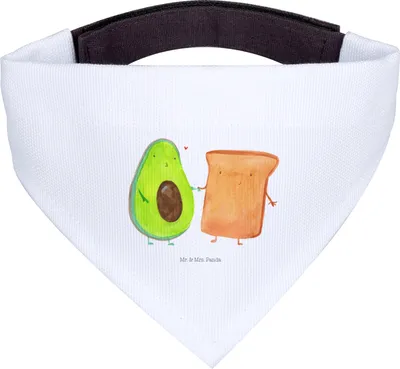 Produktbild von Mr. & Mrs. Panda Hundehalstuch Avocado Toast - Weiß - Geschenk, Hochzeitsgeschenk, Freundin, Halstuch Hund, Hunde, Hochzeit, Tuch, Für