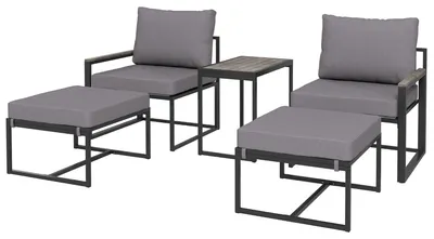 Produktbild von Gartenlounge set, 2 Personen, mit 2 Sessel, unter den Sesseln verstaubaren Hocker, Couchtisch, Grau