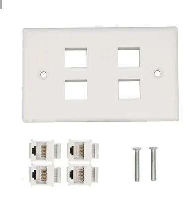 Immagine prodotto di Pannello Ethernet da parete, 4 porte, Cat6, salvaspazio, ottimo fissaggio a Internet, con viti per l'ufficio domestico