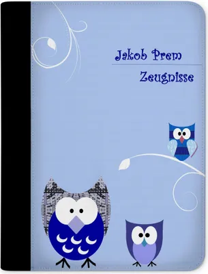 Produktbild von Zeugnismappe, Dokumentenmappe, Ordner A4, Eule Blau mit Klarsichthüllen