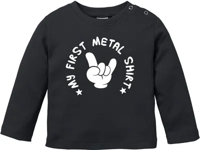 Produktbild von Baby Langarmshirt Babyshirt My First Metal Shirt Hardrock Heavy Metal Jungen Mädchen Shirt Moonworks® schwarz 56/62 (1-3 Monate)