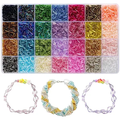 Produktbild von 4480 Stück Tube Perlen für Schmuckherstellung DIY Armbänder, 7mm, 28 Farben