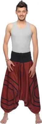 Produktbild von Simandra "Cercles" Haremshose Pump Aladin Pluder Yoga Goa Sarouel Aladin Freizeit Herren, rot/schwarz S/M