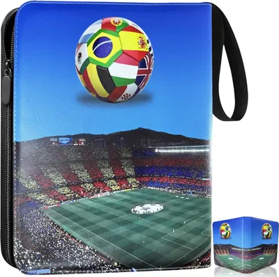 Produktbild von Fussball Karten Sammelalbum 900 Karten Kapazität, 9 Taschen 50 Seiten,Sammelalbum Fußball Karten,PU Tragbar Wasserdicht für Sammelkarten Album