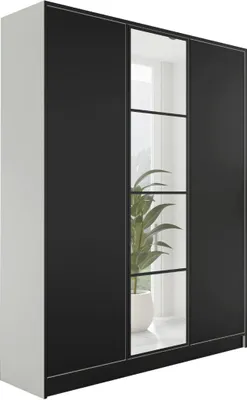 Produktbild von KIER FURNITURE EDEN v4 Kleiderschrank 156,4x205x39cm, 3 Türen, Weiß & Schwarz