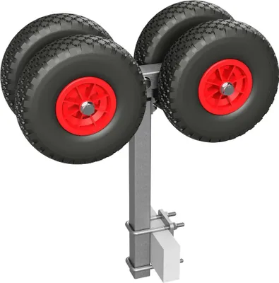 Obrázek produktu pro 4-násobný Válečky spuštění vozíku lodní přívěs pneumatikyPolyuretanSUPROD RKSLUR-4-LU, Ø 260 mm, černá/červená