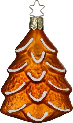 Produktbild von Christbaumschmuck Glas Lebkuchenbaum 8,5cm mit Zuckergussdekor Braun