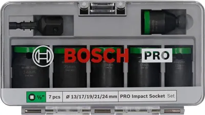 Produktbild von PRO Steckschlüssel Set mit Adapter, 1/2 Zoll, Standard, 7-tlg.