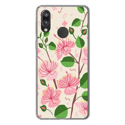 Produktbild von MuchoWow® Handyhülle Schutzhülle Hülle für Huawei P20 Lite (2020) Blume - Rosa - Blatt - Muster Silikon Softcase Handy Hülle - Kartenhalter