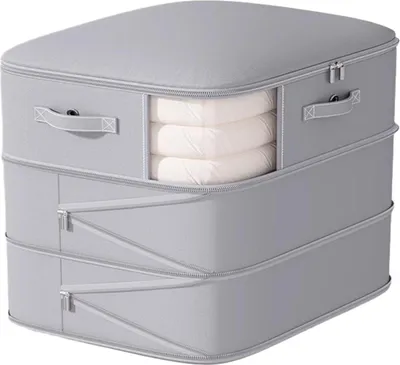 Produktbild von Aufbewahrungstasche für Kleidung mit Reißverschluss, große Kapazität, feuchtigkeitsbeständig, platzsparend, für Decken, Bettdecken, selbstkomprimierender Organizer