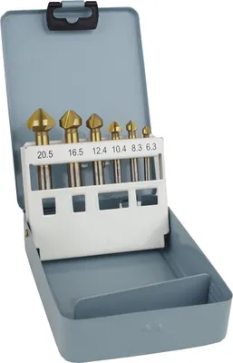 Produktbild von Kegelsenker HSS 6tlg. Satz 6,3-20,5mm Senker Kegelbohrer Versenker Entgrater