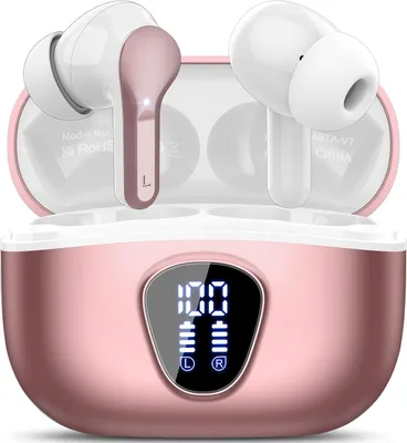 Produktbild von In Ear, 4 ENC Noise Cancelling Mic Ohrhörer, HiFi Stereo Tiefbass, 40H Spielzeit, IP7 Wasserdichte Earbuds, Touch Control, LED-Anzeige, Bluetooth 5.4