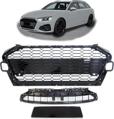 Immagine prodotto di Griglia anteriore a nido d'ape, nera lucida, compatibile con Audi A4 B9 restyling dal 2019 (esclusa RS4)