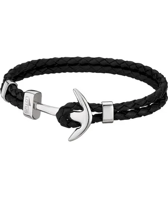 Zdjęcie produktu dla Lotus Style Bransoletka skórzana LS1832-2/1 Anchor czarna Biżuteria męska JLS1832-2-1