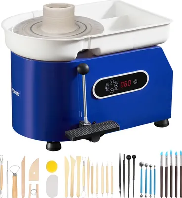 Produktbild von Töpferscheibe Keramik Rad Maschine 450 W, Elektrische Töpferscheibe Maschine 28 cm 300 U/min Töpferscheibenmaschine, mit Pedal & Schürze Formmaschine, Geeignet für Anfänger, Enthusiasten