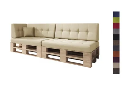 Produktbild von sunnypillow Palettenkissen Verona gesteppt 6er Set Ecru