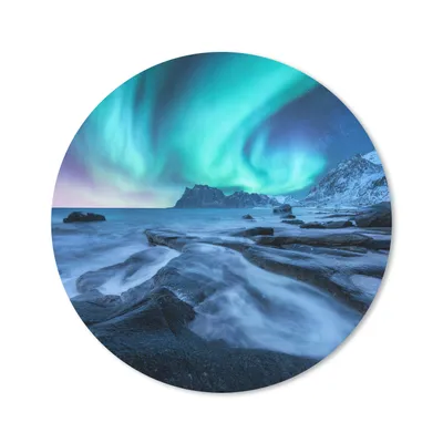 Produktbild von MuchoWow® Mauspad Mousepad Nordlichter - Schnee - Berg - Norwegen 20x20 cm - Mousepads - Maus Mat - Pad - Mausunterlage - Schreibtischmatte