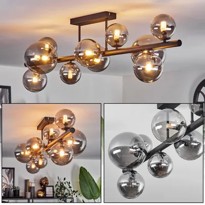 Produktbild von Isorella Deckenlampe aus Metall/Glas in Schwarz/Rauchfarben