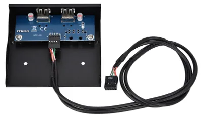 Image de Panneau avant pour lecteur de disquette 3,5 pouces, USB 2.0, 2 ports, connecteur à 9 broches en fil de cuivre étamé