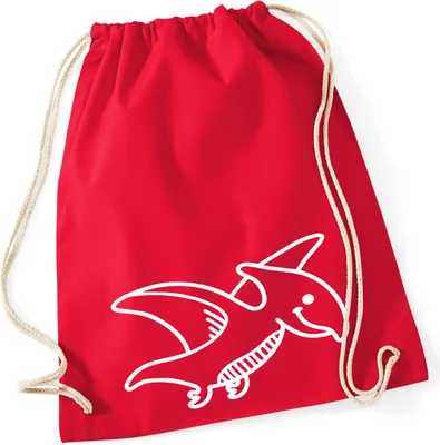 Produktbild von Huuraa Turnbeutel Pteranodon Dinosaurier 12 Liter Classic Red Baumwolle Rucksack Geschenkidee