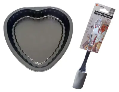 Herz-Backform 23 cm + Silikonspatel, antihaftbeschichtet, ofenfest