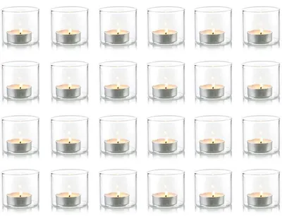 Immagine prodotto di Portacandele in vetro, piccoli, set da 24, trasparenti, 5,7 cm x 5 cm