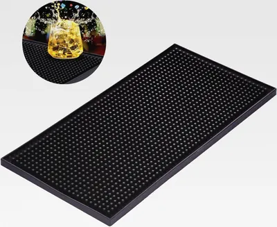 Produktbild von 30 x 15 cm Barmatte, Gummi Abtropfmatte Geschirr, Kaffee Tampermatte, Überlaufmatte Schnell Trocknend für Bar Küche Café Restaurants Theke (Schwarz)