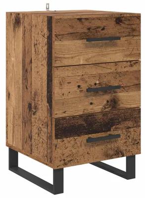 Produktbild von Nachttisch mit Schubladen Altholz 40 x 40 x 66 cm Holzwerkstoff