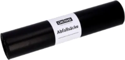 Produktbild von Deiss PREMIUM Müllsäcke schwarz, Typ 100, 120 Liter, 700 x 1100 mm, 15 Säcke