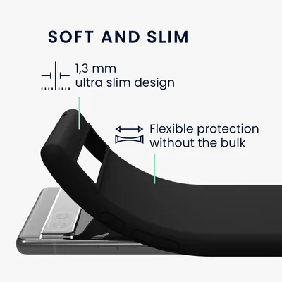 Produktbild von kwmobile Hülle kompatibel mit Google Pixel 6a Hülle - weiches TPU Silikon Case - Cover geeignet für kabelloses Laden - Schwarz