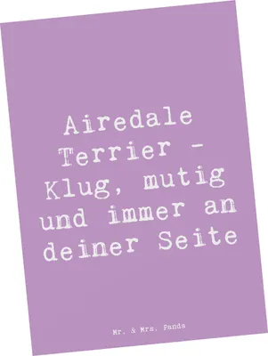 Produktbild von Mr. & Mrs. Panda Postkarte Spruch Airedale Terrier - Lavendeltraum - Geschenk, Ansichtskarte, Hunderassen Eigenschaften, Ansichtskarten, inspirierend, großer Hund