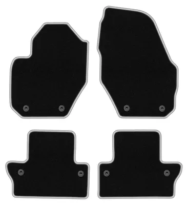 Produktbild von Fußmatten Automatten Velours Schwarz/Silber für Volvo S60 II 2010- Set 4-tlg
