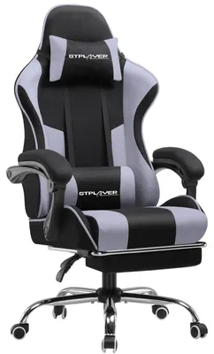 Image de Fauteuil gaming - Fauteuil de bureau ergonomique - Coussin lombaire massant - Repose-pieds rabattable - Fauteuil pivotant supportant jusqu'à 150 kg - Revêtement en tissu violet