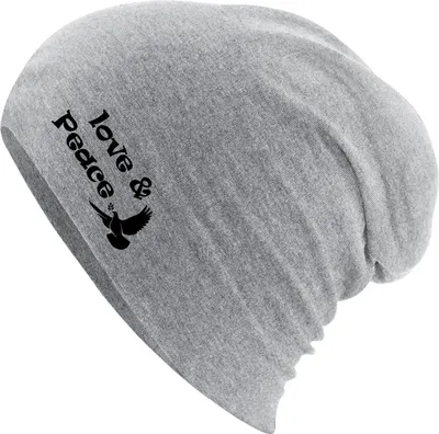 Produktbild von Huuraa Beanie Love & Peace Heather Grey One Size Baumwolle und Elasthan Mütze Geschenkidee