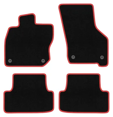 Immagine prodotto di Tappetini in moquette per Volkswagen Golf VIII eTSI 2020- (Alltrack/hatchback/station wagon) – set 4 pezzi, nero/rosso, su misura – Wielganizator CARLUX