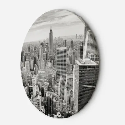 Produktbild von Leinwandbild rund Wolkenkratzer in New York 60x60 Feeby Grau bild für die wand bereit zum aufhängen