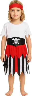 A young child wearing a pirate costume.